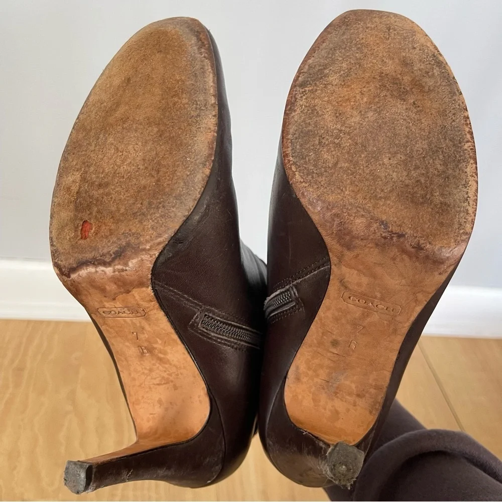 Coach Brown Biancca Bootie Soft Calf Leather Round Toe Boot Stiletto Shoe